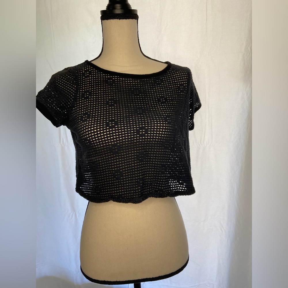Black jersey crop top